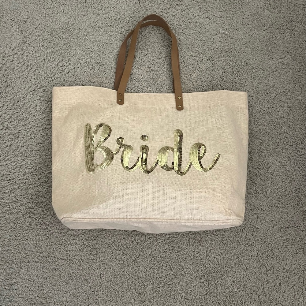 Gold and Cream Bride Tote Bag